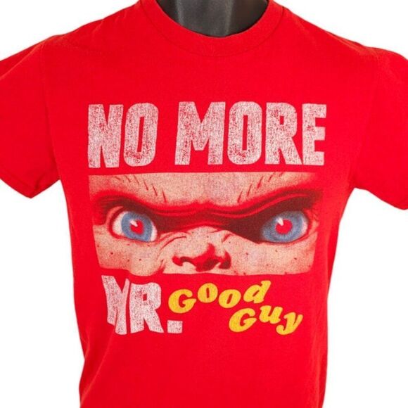 Chucky Childs Play T Shirt Mens Size Small Red No More Mr Good Guy Horror Tee - Picture 1 of 7